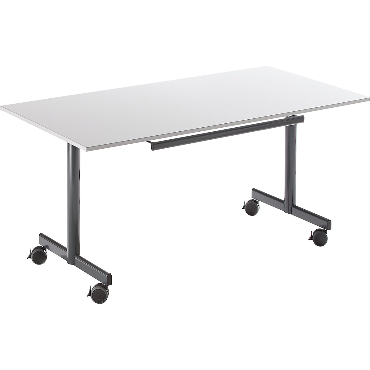 Tisch mit abklappbarer Platte, mobil, HxBxT 720 x 1400 x 800 mm, grau-3