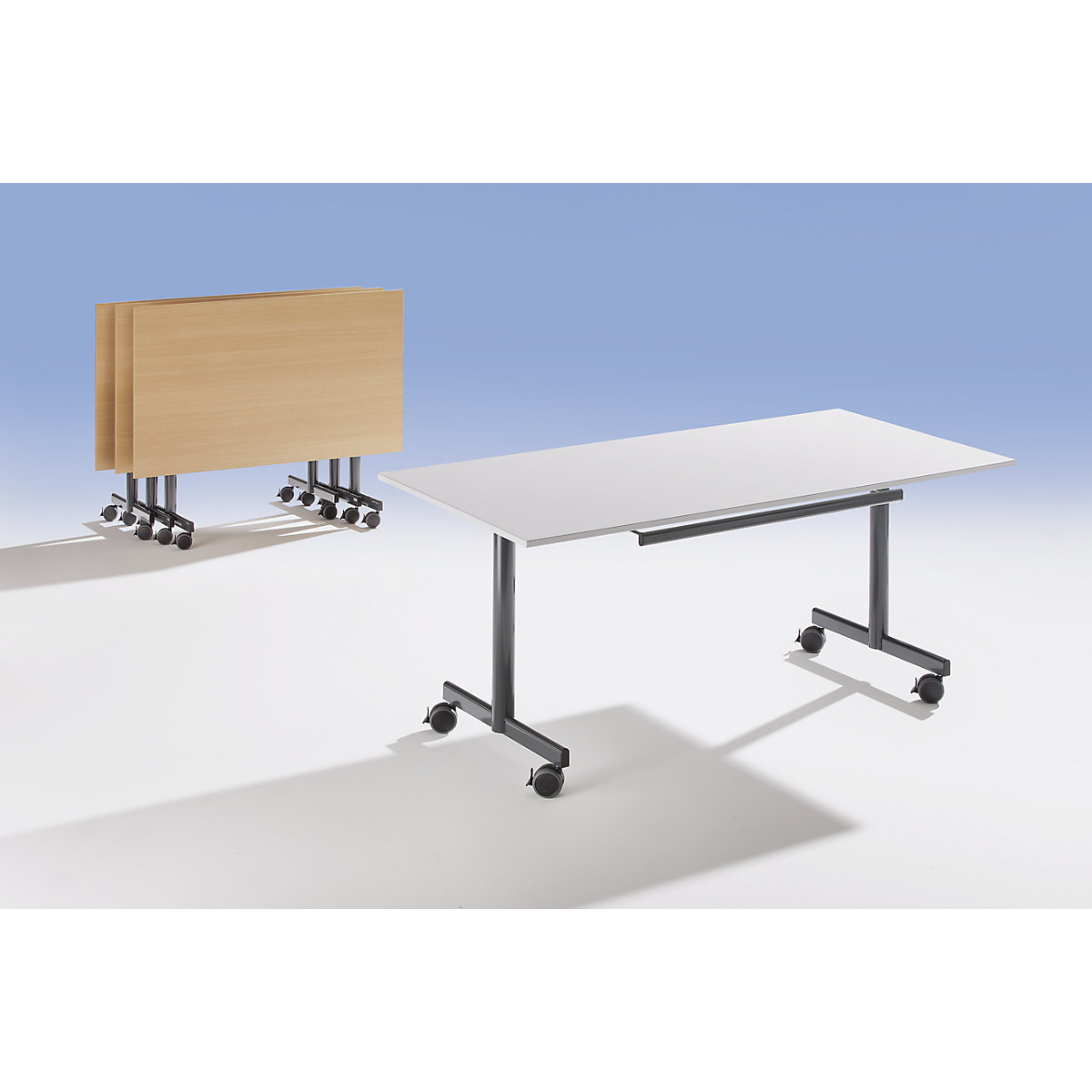 Tisch mit abklappbarer Platte, mobil (Produktabbildung 2)-1