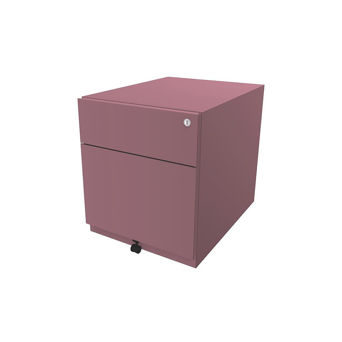 Rollcontainer Note™, mit 1 Hängeregistratur, 1 Universalschublade BISLEY, HxBxT 495 x 420 x 565 mm, mit Griffleiste, pink-12