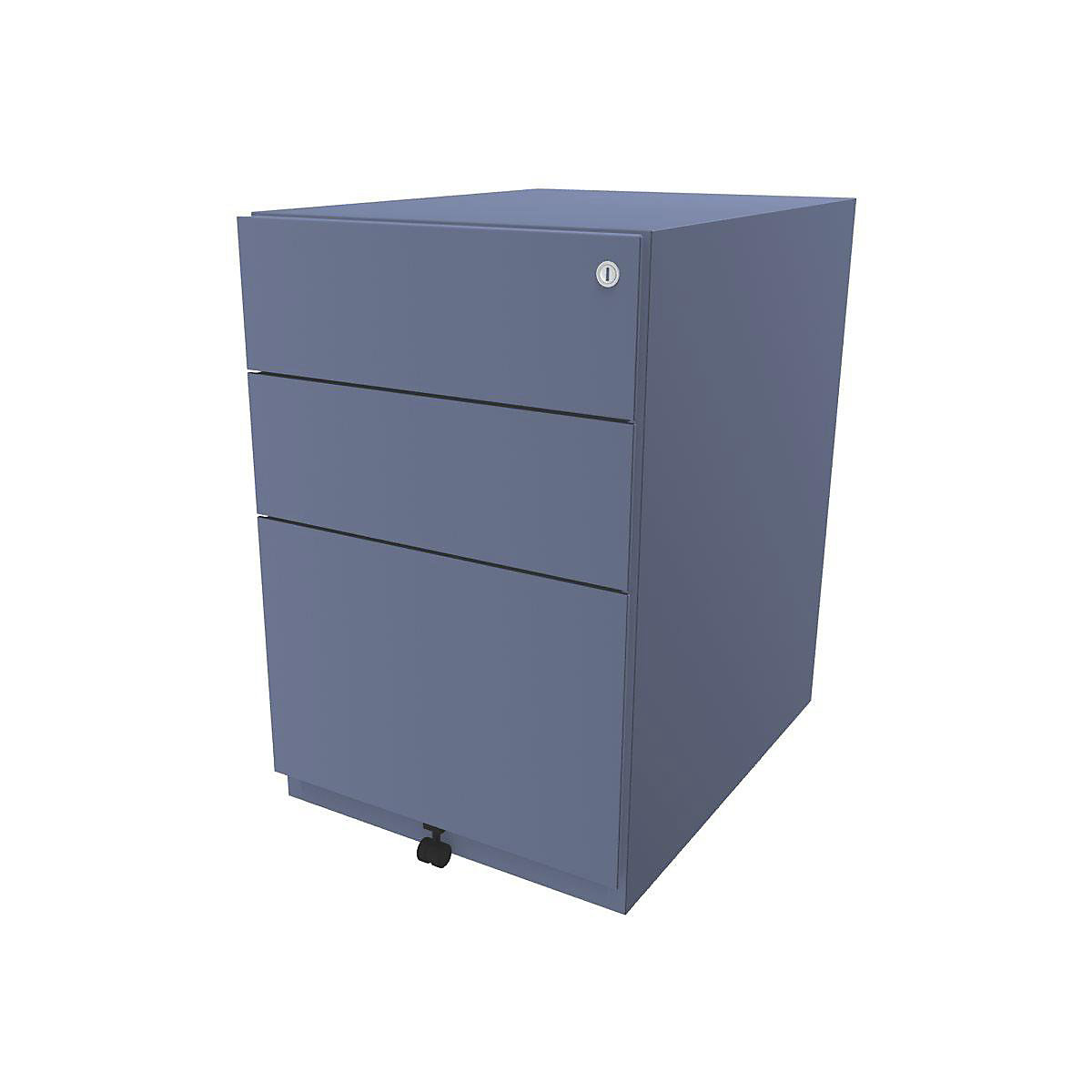 BISLEY Rollcontainer Note™, mit 2 Universalschubladen, 1 Hängeregistratur, HxBxT 645 x 420 x 565 mm, blau