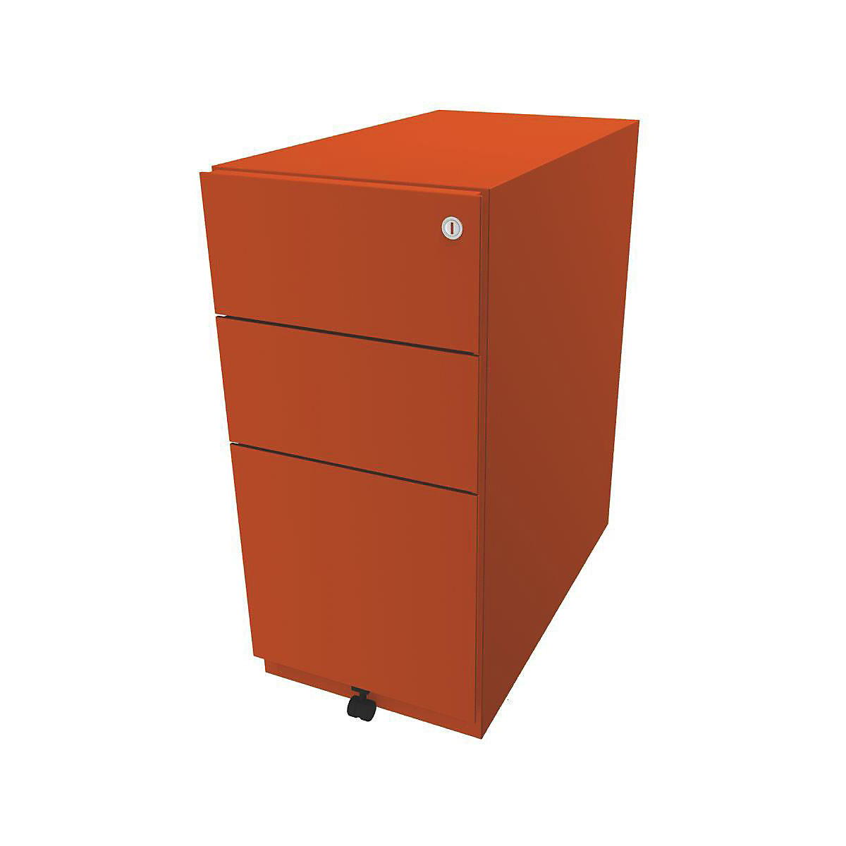 BISLEY Rollcontainer Note™, mit 2 Universalschubladen, 1 Hängeregistratur, HxBxT 645 x 300 x 565 mm, orange