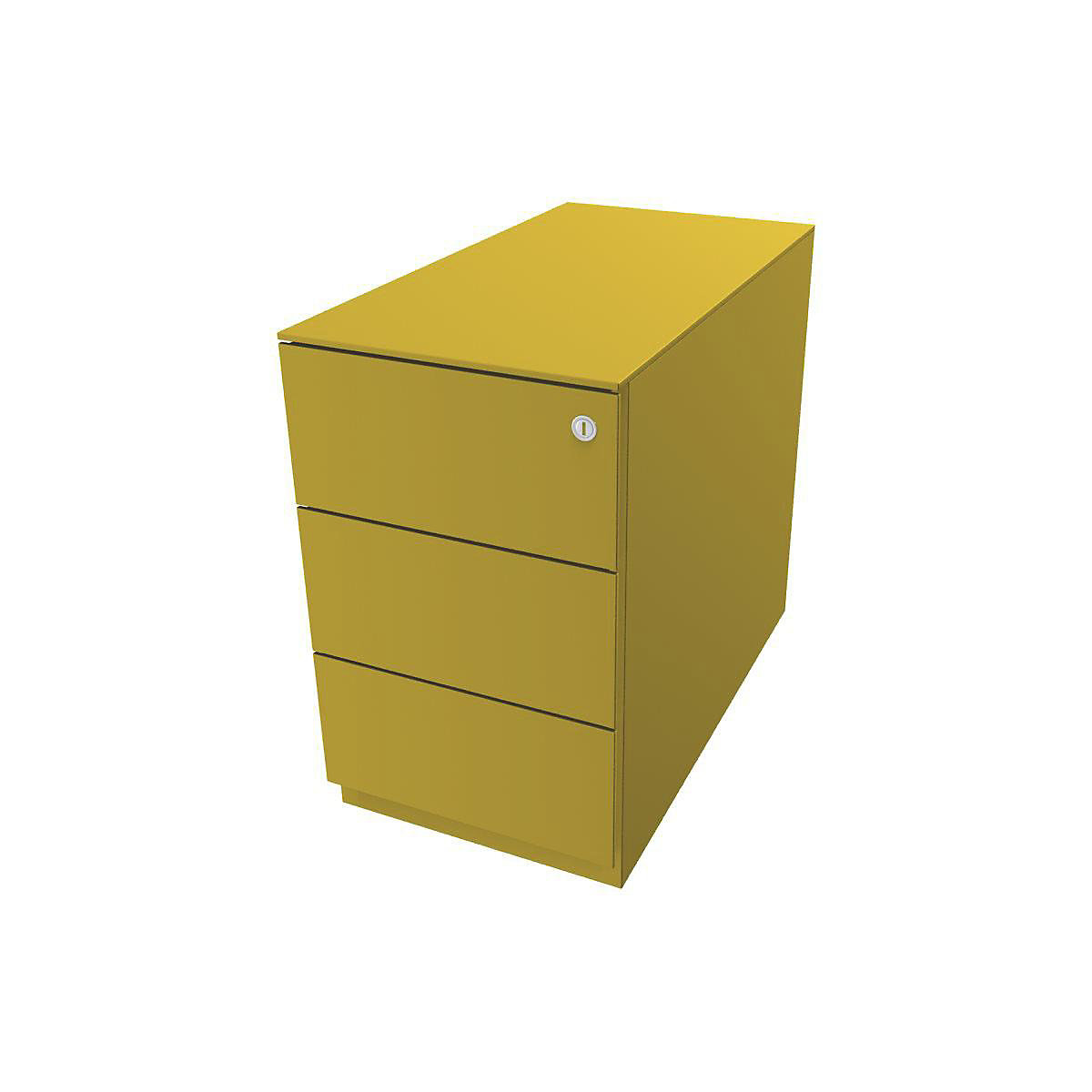 Rollcontainer Note™, mit 3 Universalschubladen BISLEY, HxBxT 502 x 300 x 565 mm, mit Griffleiste und Top, gelb-12