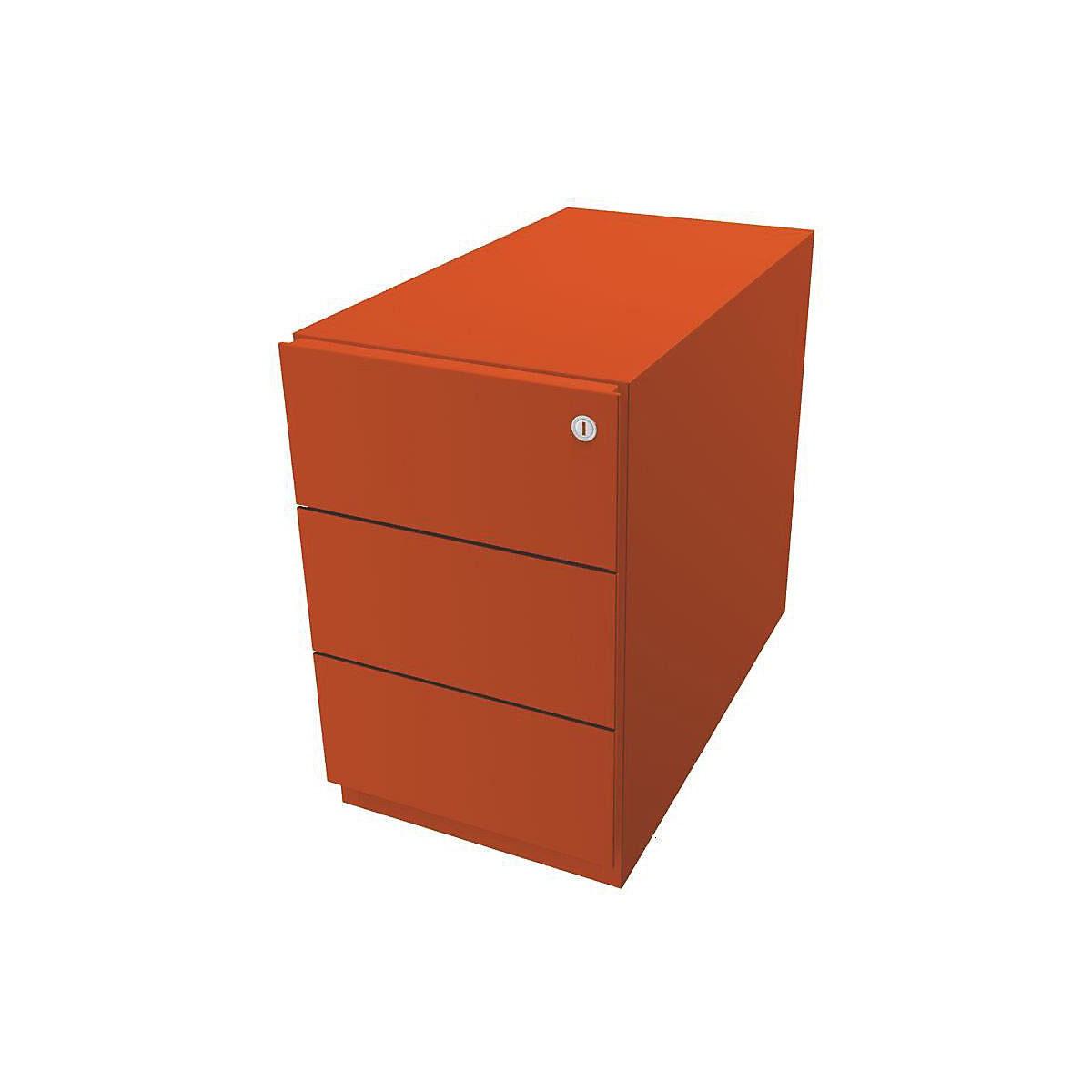 BISLEY Rollcontainer Note™, mit 3 Universalschubladen, HxBxT 495 x 300 x 565 mm, mit Griffleiste, orange