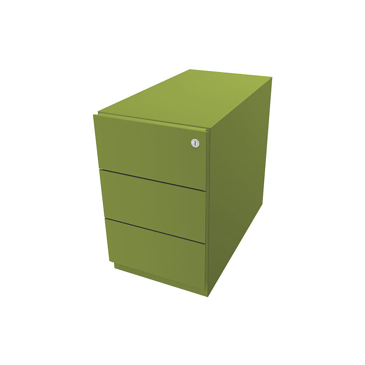 BISLEY Rollcontainer Note™, mit 3 Universalschubladen, HxBxT 495 x 300 x 565 mm, mit Griffleiste, grün
