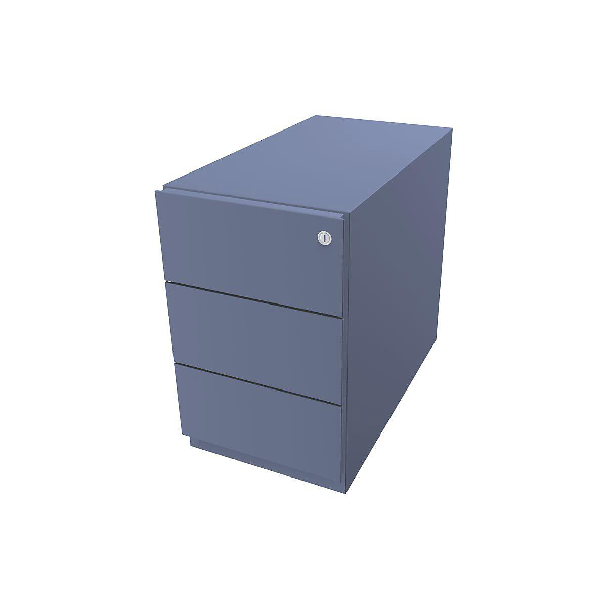 BISLEY Rollcontainer Note™, mit 3 Universalschubladen, HxBxT 495 x 300 x 565 mm, mit Griffleiste, blau