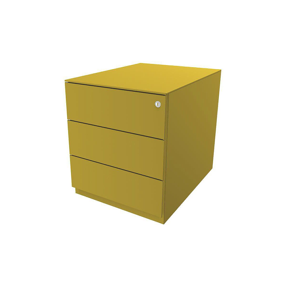 Rollcontainer Note™, mit 3 Universalschubladen BISLEY, HxBxT 502 x 420 x 565 mm, mit Griffleiste und Top, gelb-6