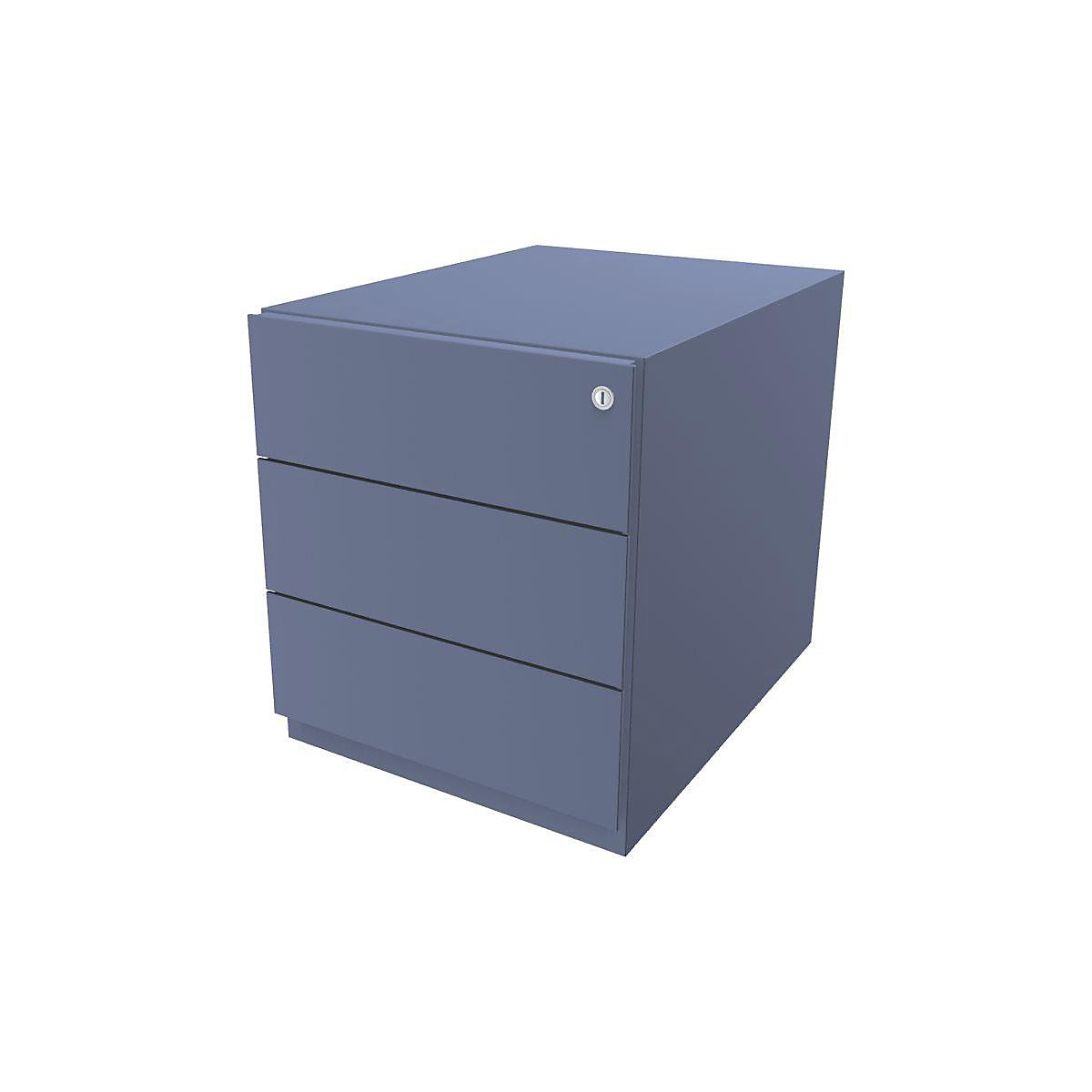 BISLEY Rollcontainer Note™, mit 3 Universalschubladen, HxBxT 495 x 420 x 565 mm, mit Griffleiste, blau