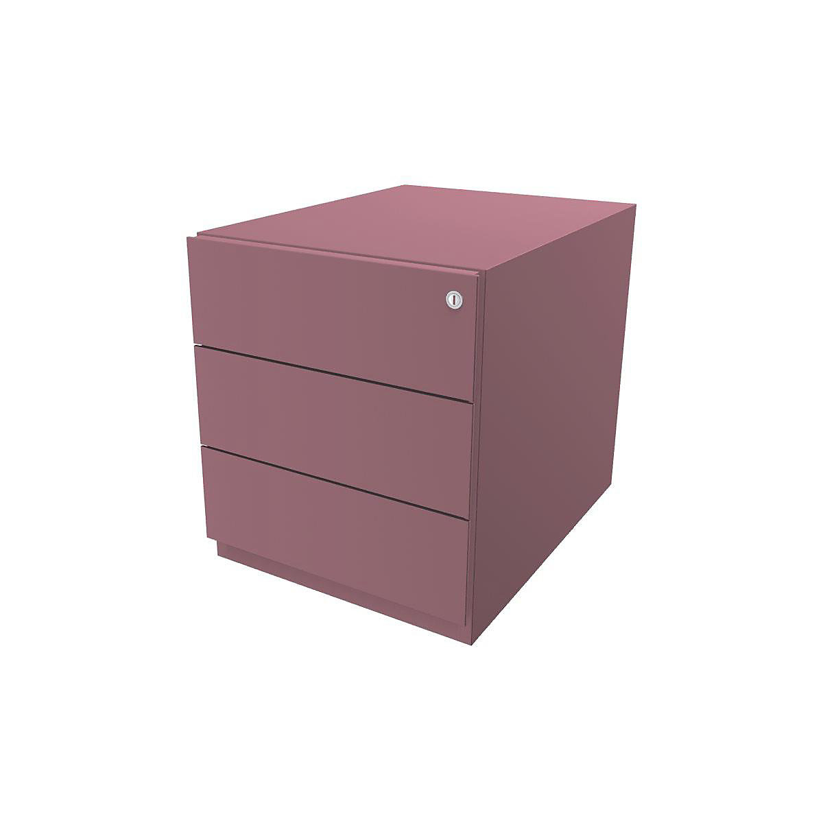 BISLEY Rollcontainer Note™, mit 3 Universalschubladen, HxBxT 495 x 420 x 565 mm, mit Griffleiste, pink