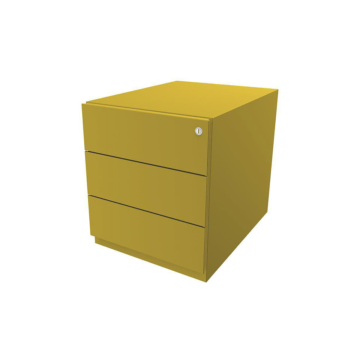 BISLEY Rollcontainer Note™, mit 3 Universalschubladen, HxBxT 495 x 420 x 565 mm, mit Griffleiste, gelb