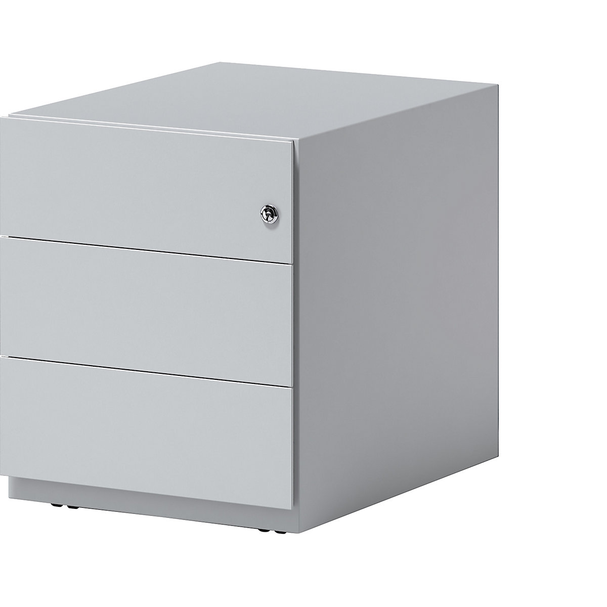 BISLEY Rollcontainer Note™, mit 3 Universalschubladen, HxBxT 495 x 420 x 565 mm, mit Griffleiste, lichtgrau