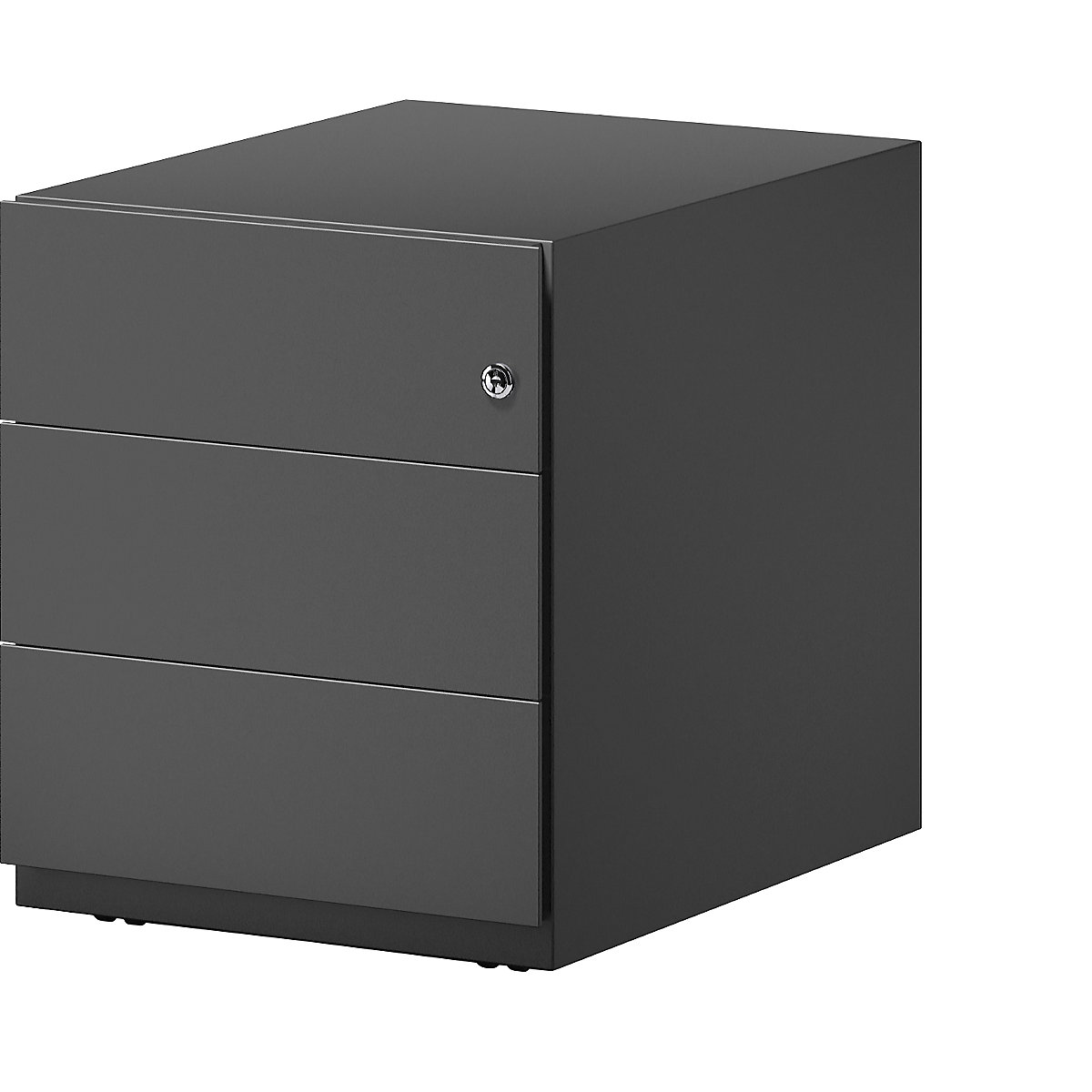 BISLEY Rollcontainer Note™, mit 3 Universalschubladen, HxBxT 495 x 420 x 565 mm, mit Griffleiste, schwarz