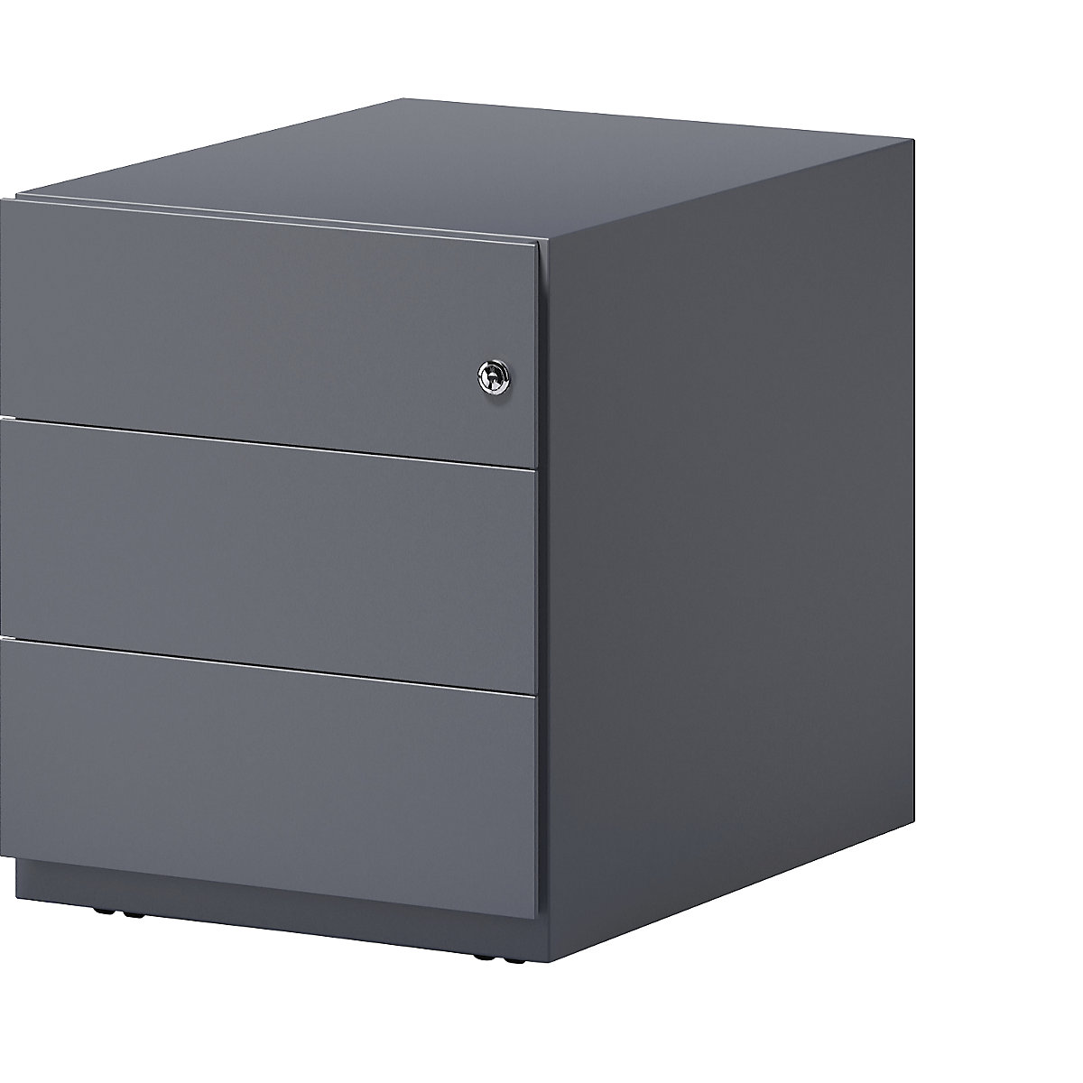 BISLEY Rollcontainer Note™, mit 3 Universalschubladen, HxBxT 495 x 420 x 565 mm, mit Griffleiste, anthrazitgrau