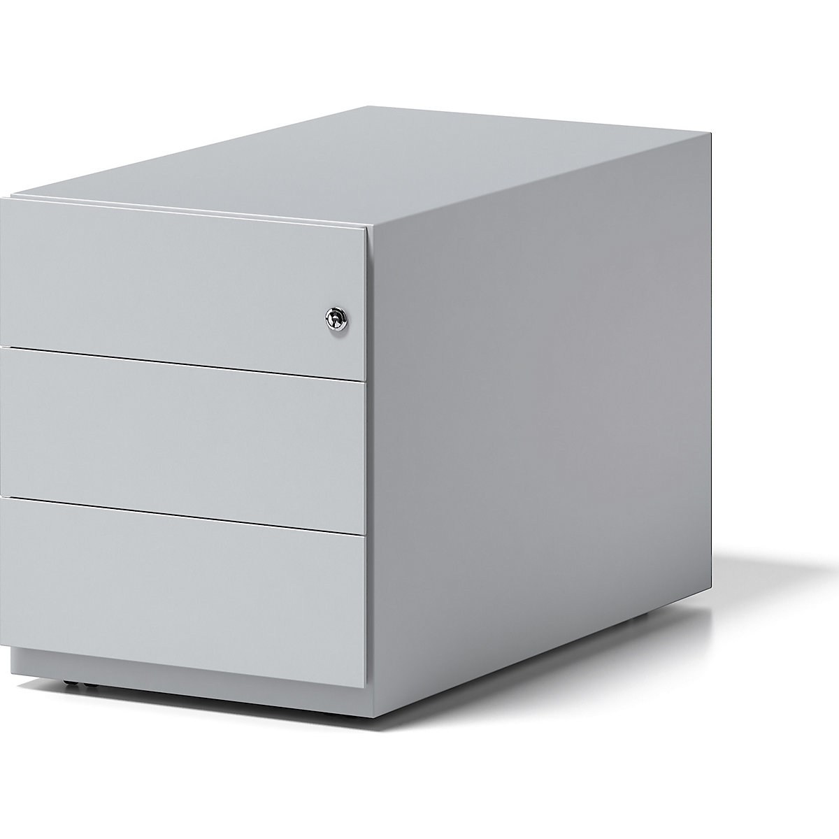 BISLEY Rollcontainer Note™, mit 3 Universalschubladen, HxBxT 495 x 420 x 775 mm, mit Griffleiste, lichtgrau