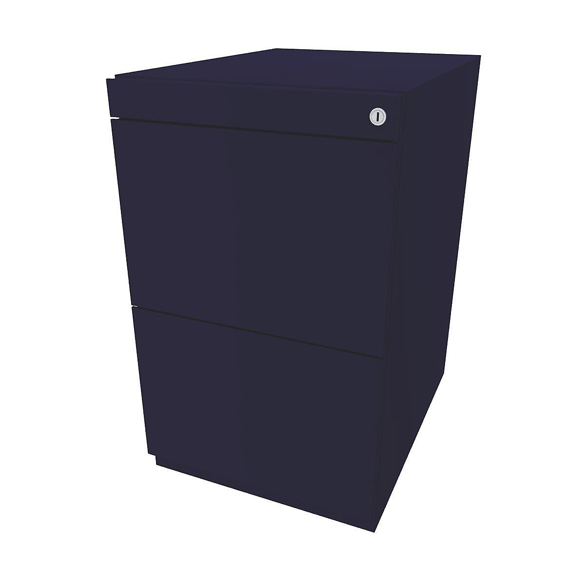 BISLEY Standcontainer Note™, mit 2 Hängeregistraturen, Höhe 698 – 731 mm, ohne Top, oxfordblau