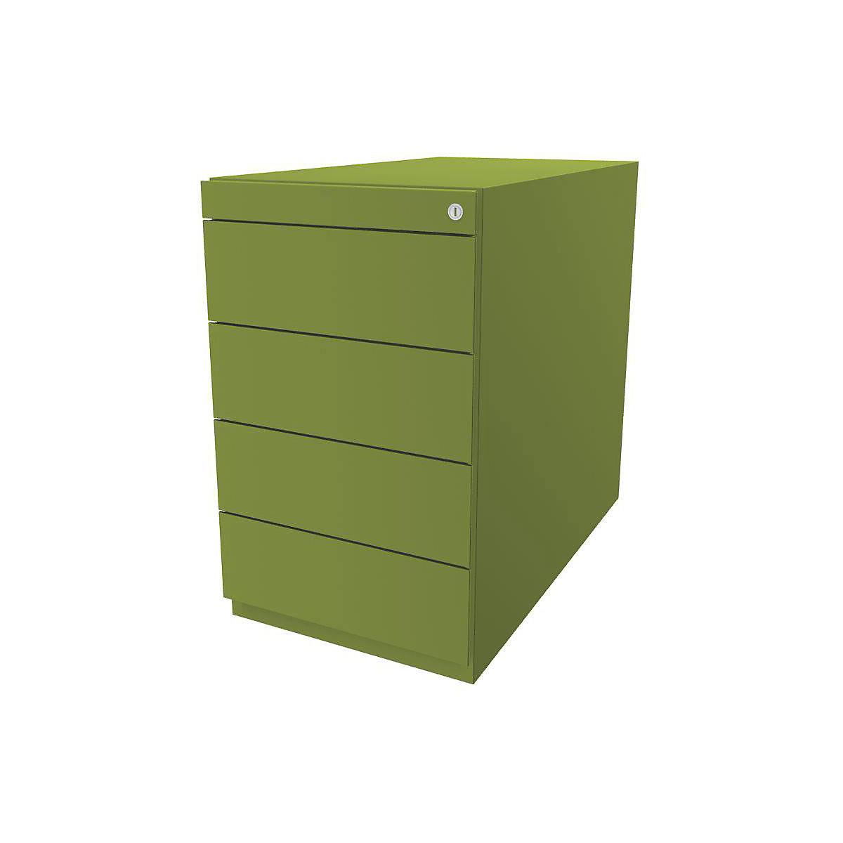 BISLEY Standcontainer Note™, mit 4 Universalschubladen, Tiefe 775 mm, grün