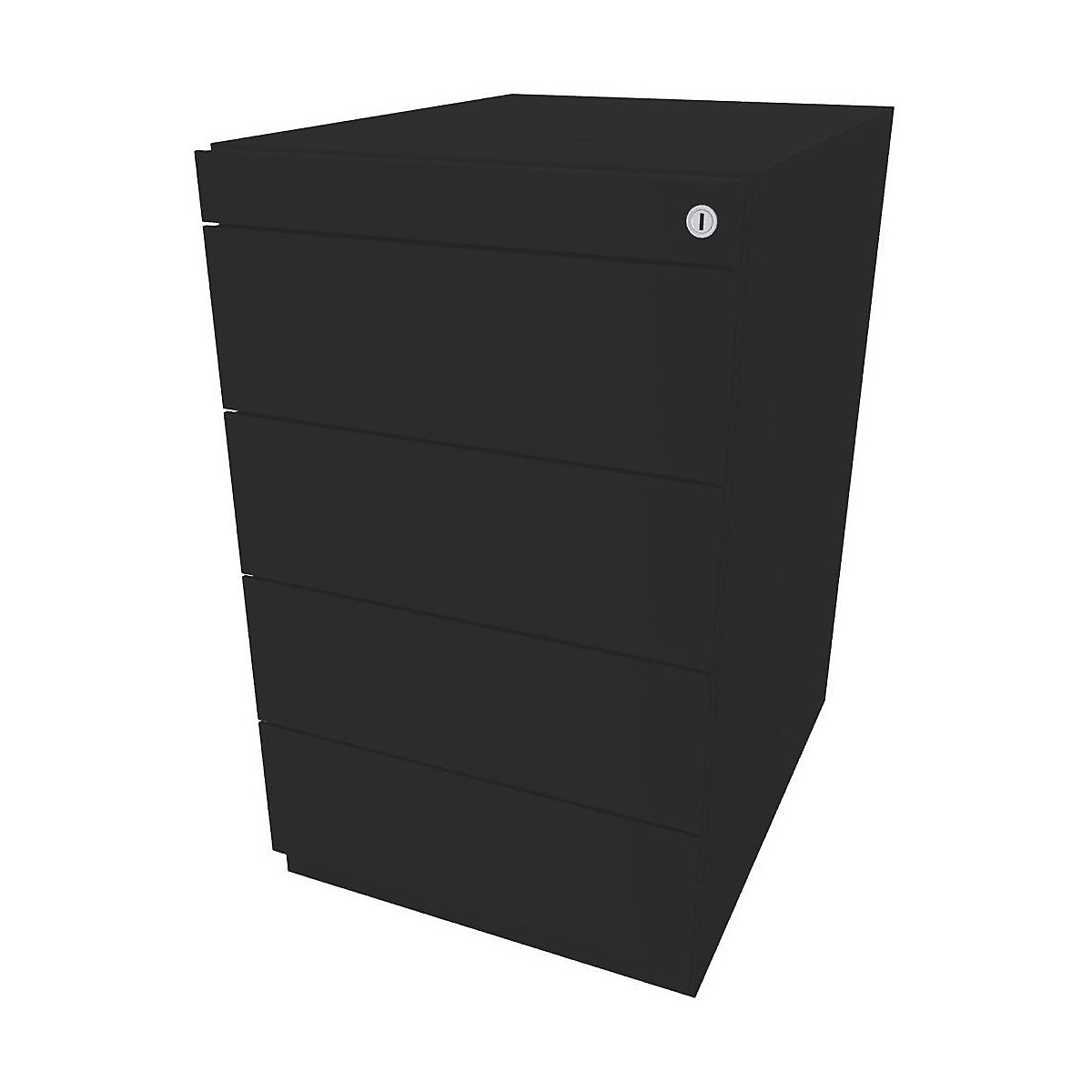 BISLEY Standcontainer Note™, mit 4 Universalschubladen, Tiefe 565 mm, schwarz