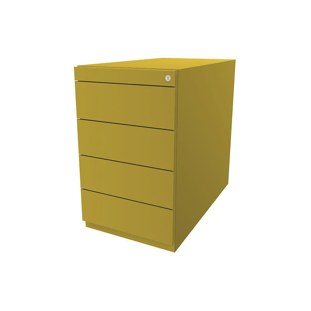 BISLEY Standcontainer Note™, mit 4 Universalschubladen, Tiefe 775 mm, gelb