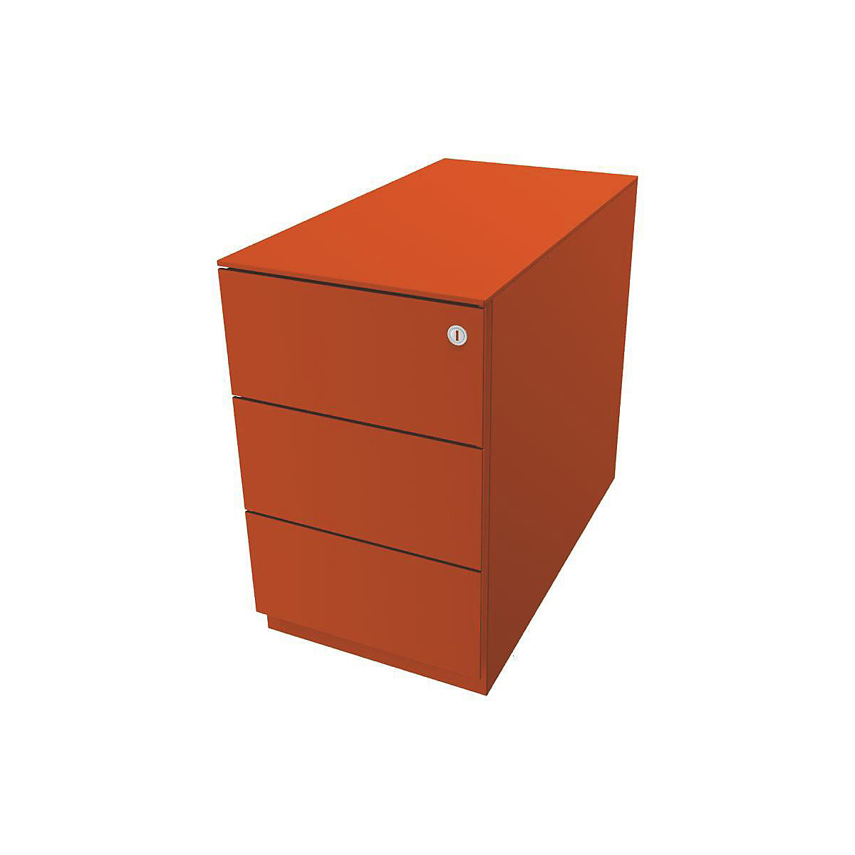 BISLEY Rollcontainer Note™, mit 3 Universalschubladen, HxBxT 502 x 300 x 565 mm, mit Griffleiste und Top, orange