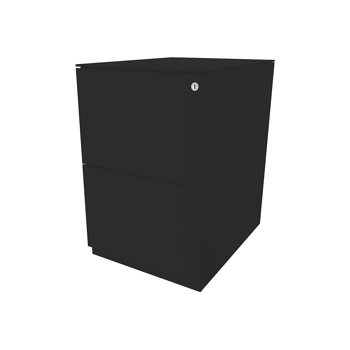 BISLEY Rollcontainer Note™, mit 2 Hängeregistraturen, HxB 652 x 420 mm, mit Top, schwarz