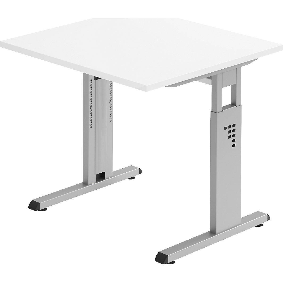 FINO Schreibtisch mit C-Fußgestell, höhenverstellbar 680 – 760 mm, BxT 800 x 800 mm, weiß