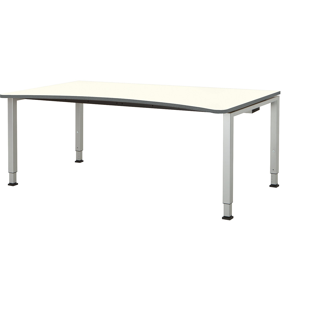 mauser Freiformtisch, höhenverstellbar, Breite 1800 mm, Platte weiß, Gestell alusilber
