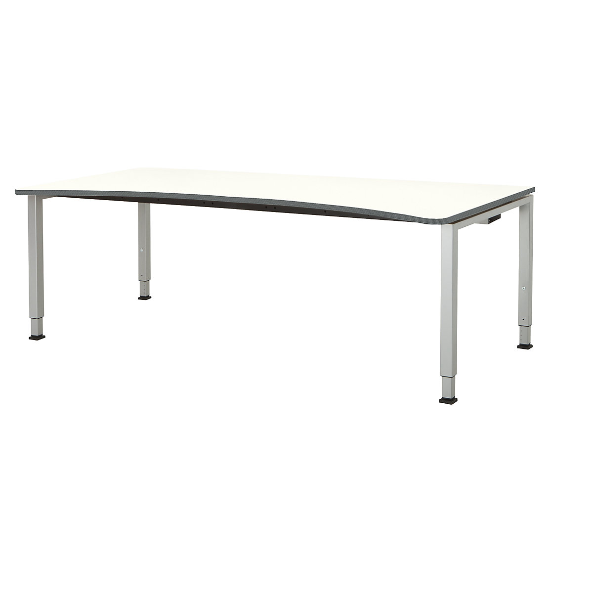 mauser Freiformtisch, höhenverstellbar, Breite 2000 mm, Platte weiß, Gestell alusilber