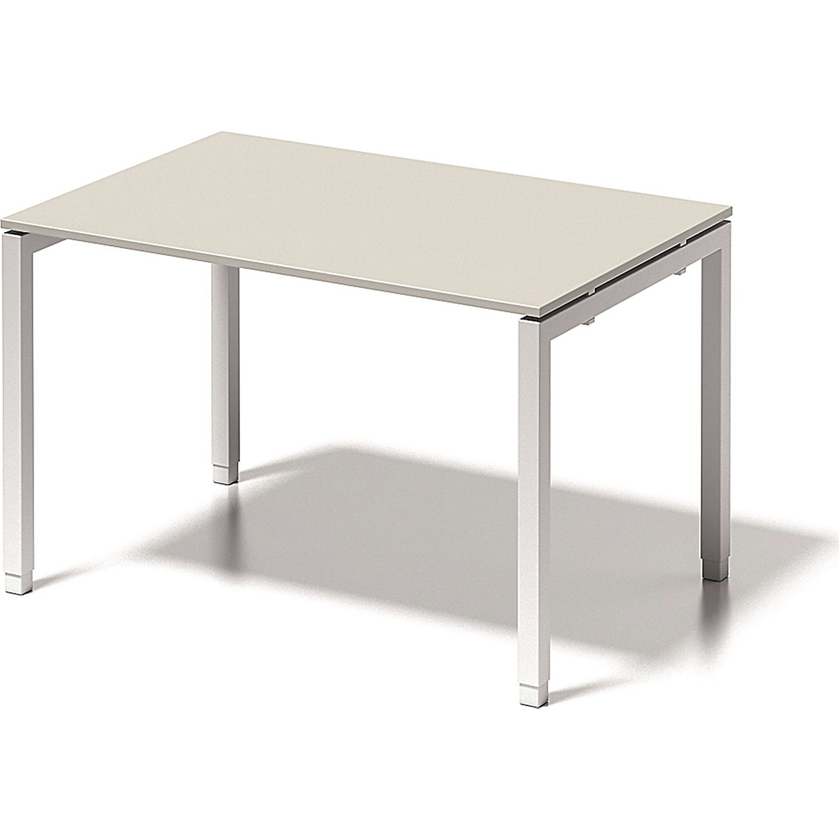 BISLEY Schreibtisch CITO, U-Gestell, HxBxT 650 – 850 x 1200 x 800 mm, Gestell weiß, Platte grauweiß