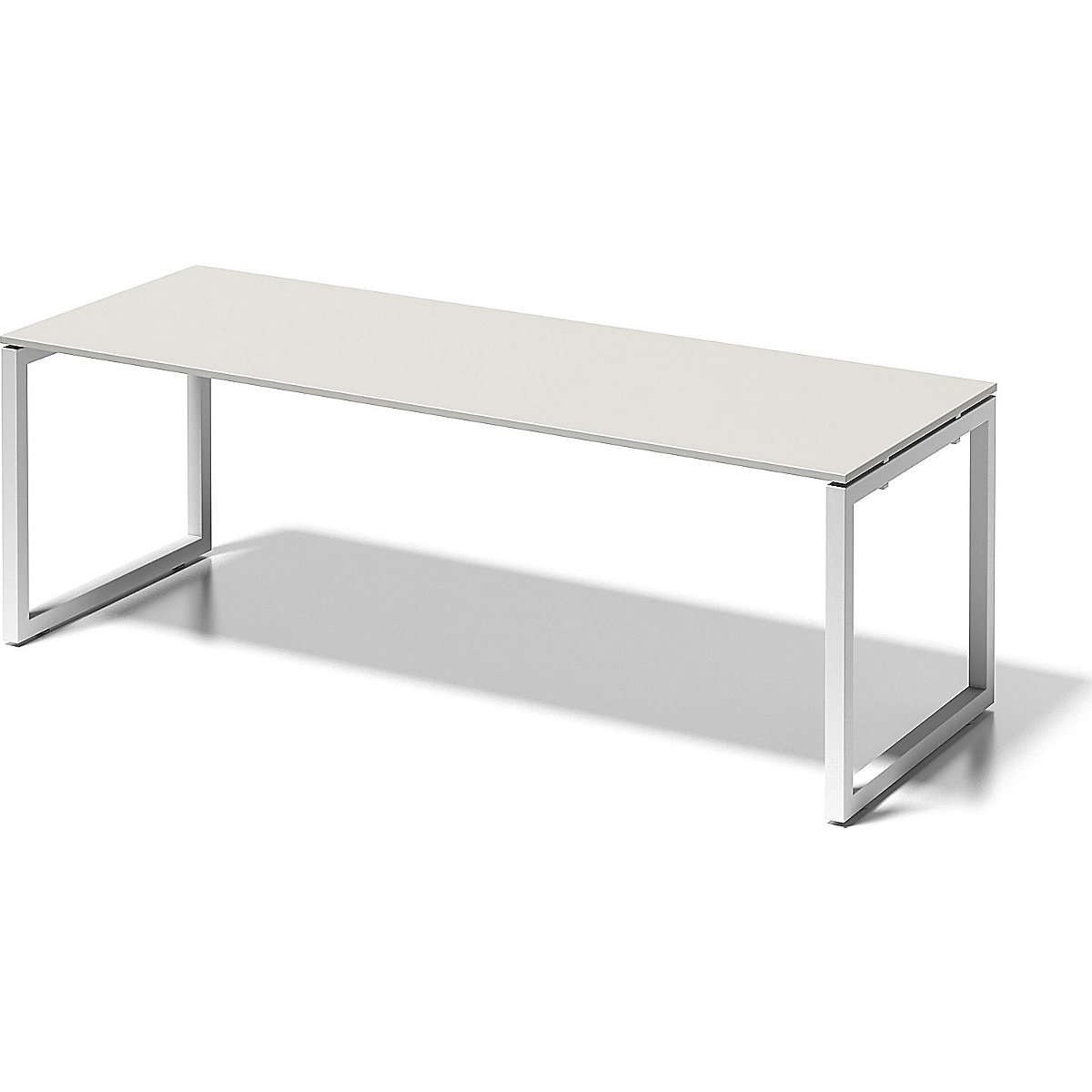 Schreibtisch CITO, O-Gestell BISLEY, HxBxT 740 x 2200 x 800 mm, Gestell weiß, Platte grauweiß-7