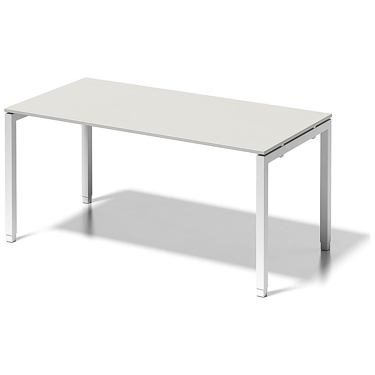 BISLEY Schreibtisch CITO, U-Gestell, HxBxT 650 – 850 x 1600 x 800 mm, Gestell weiß, Platte grauweiß
