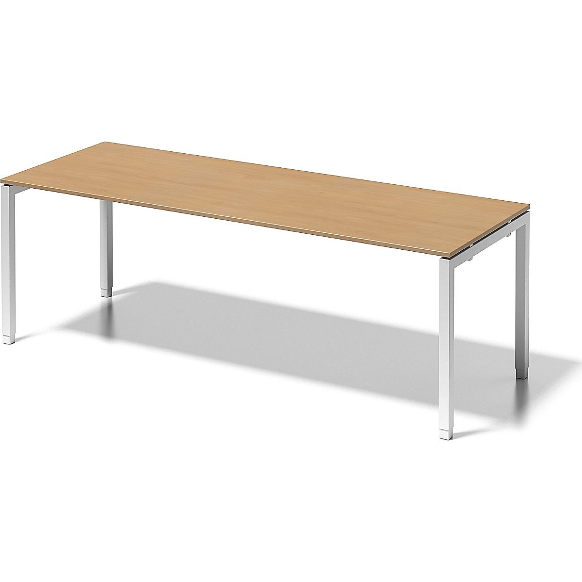 Schreibtisch CITO, U-Gestell BISLEY, HxBxT 650 – 850 x 2200 x 800 mm, Gestell weiß, Platte Buche-3