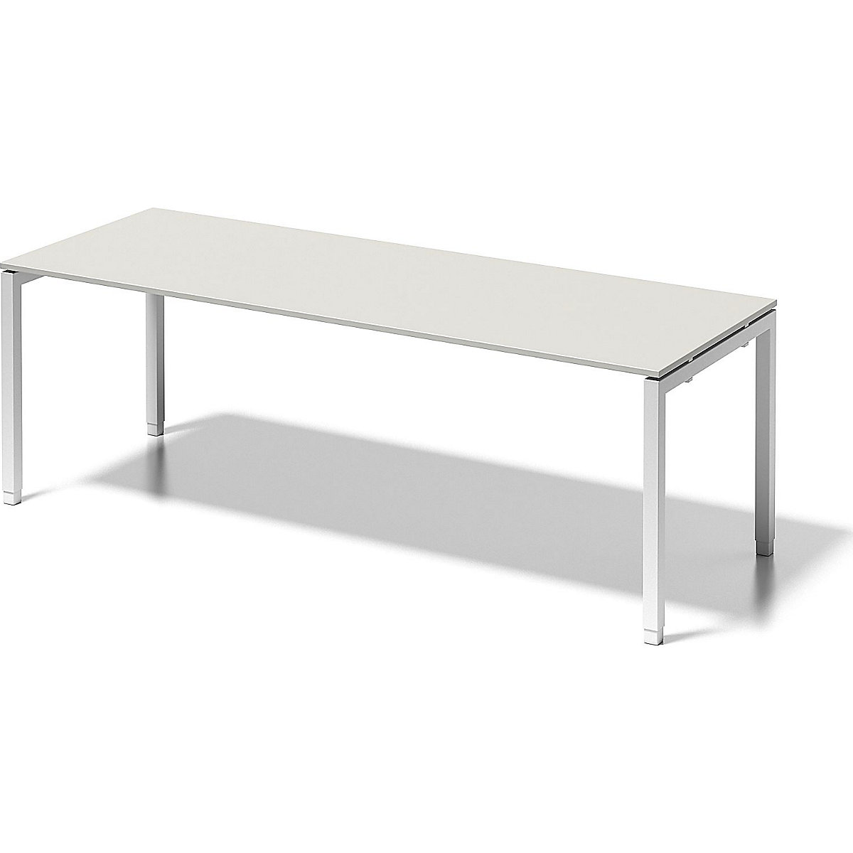 Schreibtisch CITO, U-Gestell BISLEY, HxBxT 650 – 850 x 2200 x 800 mm, Gestell weiß, Platte grauweiß-2