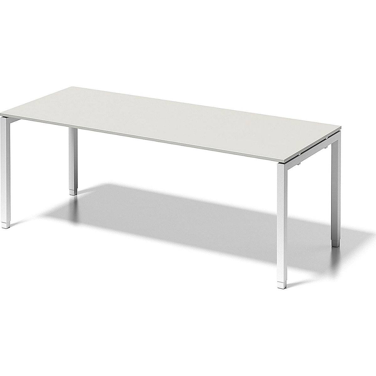 BISLEY Schreibtisch CITO, U-Gestell, HxBxT 650 – 850 x 2000 x 800 mm, Gestell weiß, Platte grauweiß
