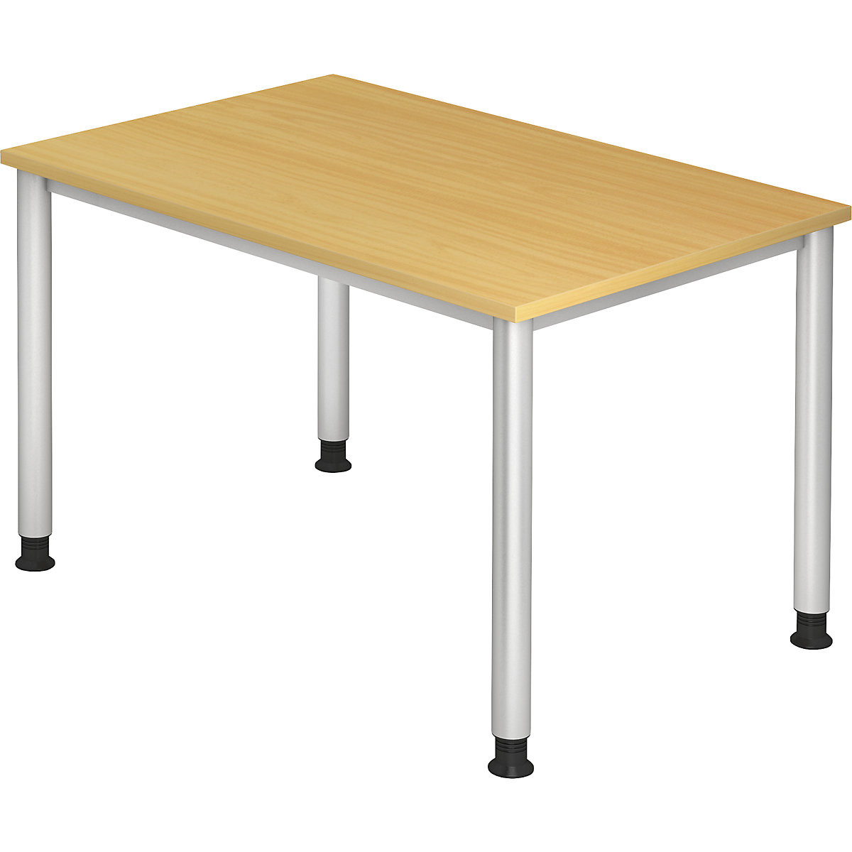 Schreibtisch, BxT 1200 x 800 mm, 4 Rundrohrbeine, Buche