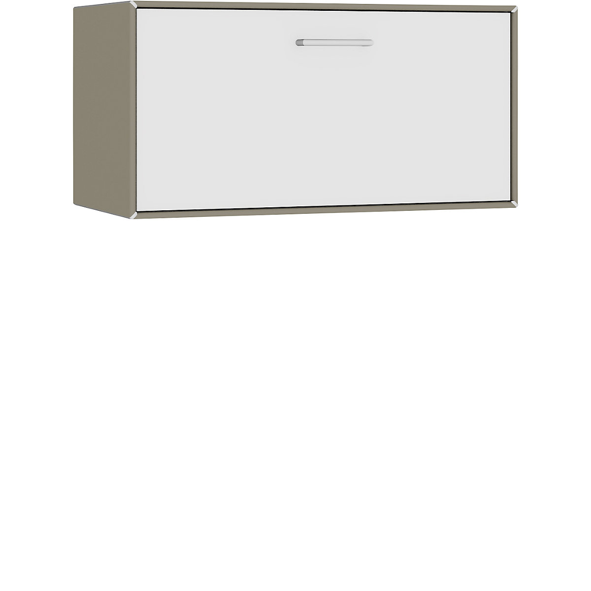mauser Einzelbox, hängend, 1 Barfachklappe, Breite 770 mm, beigegrau / reinweiß