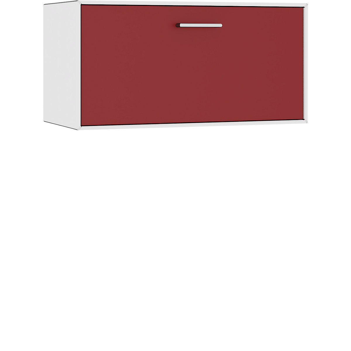 mauser Einzelbox, hängend, 1 Barfachklappe, Breite 770 mm, reinweiß / rubinrot