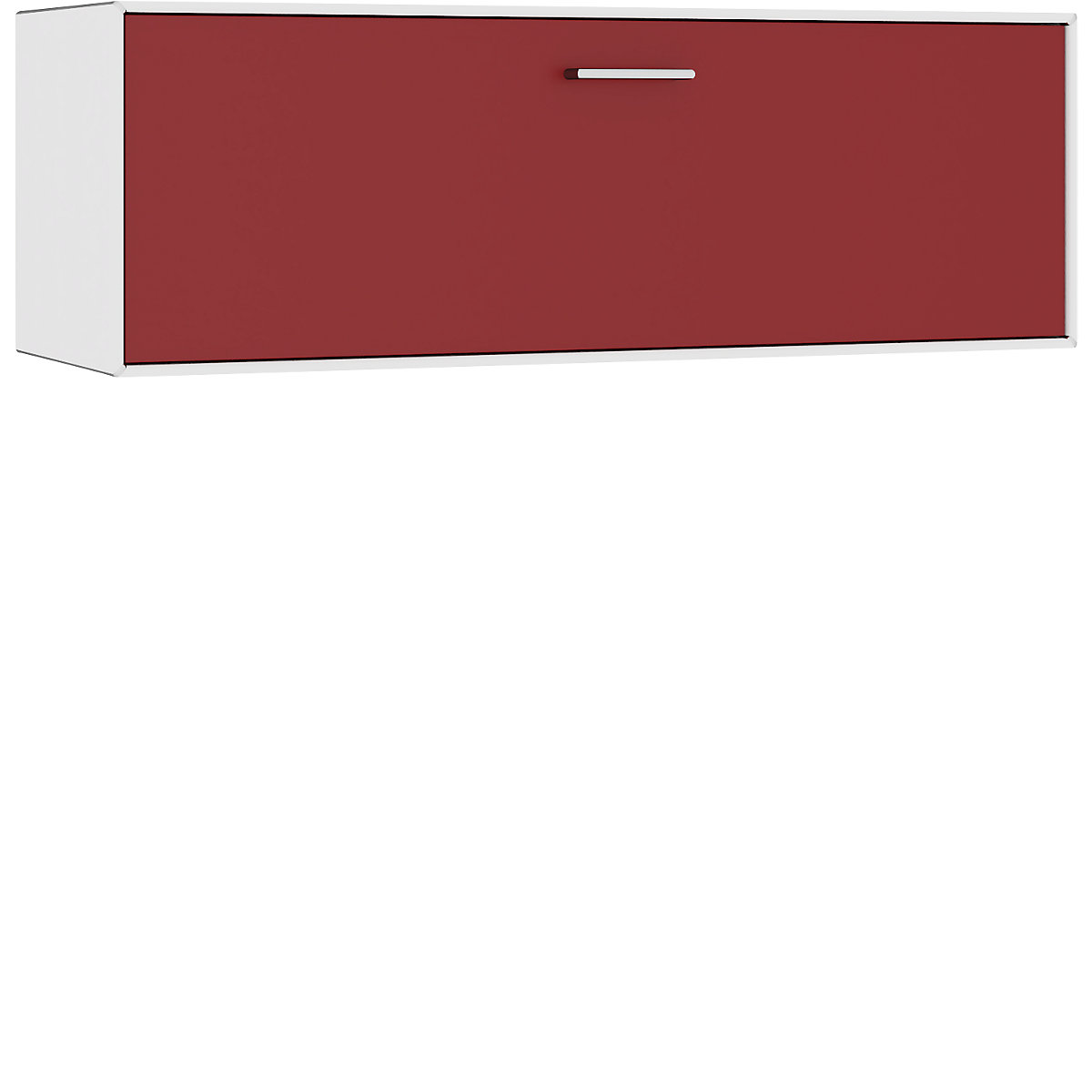 Einzelbox, hängend mauser, 1 Barfachklappe, Breite 1155 mm, reinweiß / rubinrot-4
