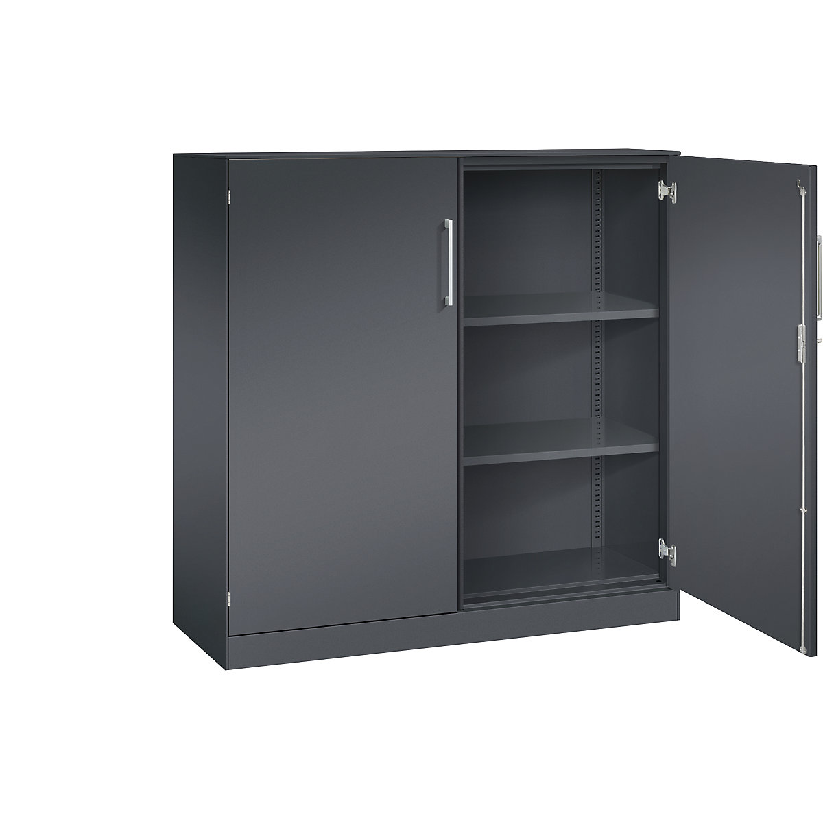 Flügeltürenschrank ASISTO, Höhe 1292 mm C+P, Breite 1200 mm, 2 Fachböden, schwarzgrau/schwarzgrau-3