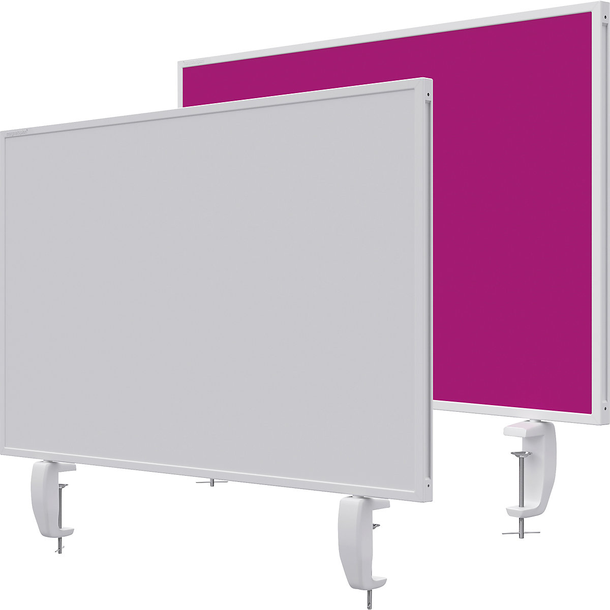 Tischtrennwand VarioPin magnetoplan, Whiteboard/Filz, Breite 800 mm, pink-19