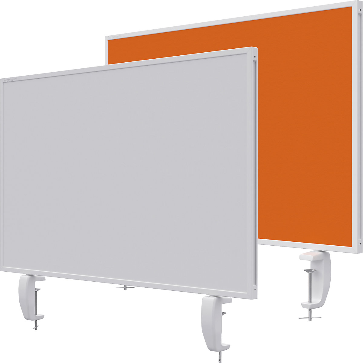 Tischtrennwand VarioPin magnetoplan, Whiteboard/Filz, Breite 800 mm, orange-14