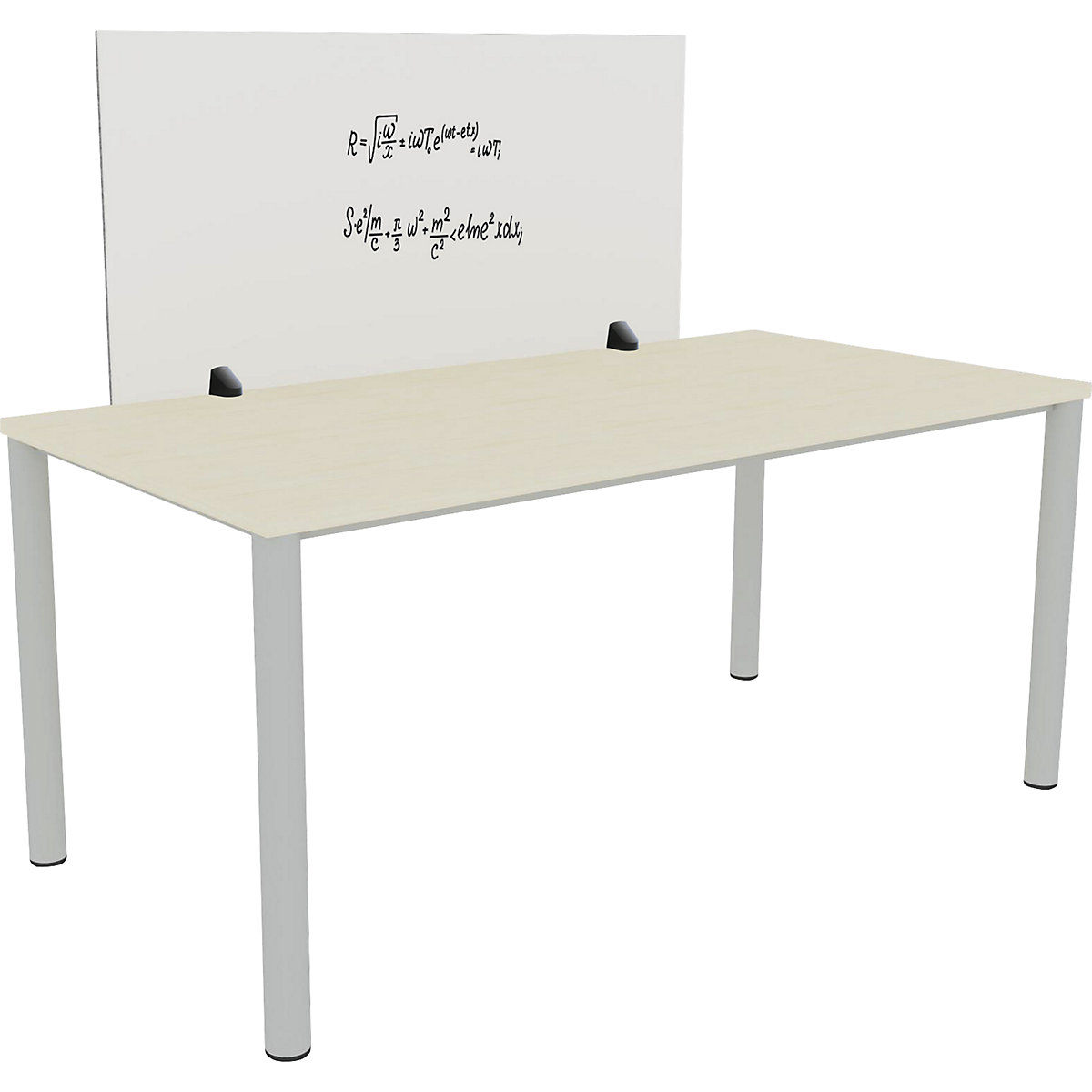 Tischtrennwand für Einzelarbeitsplatz, Emaille- und PET-Filz-Oberfläche, weiß / grau, Breite 1200 mm-10