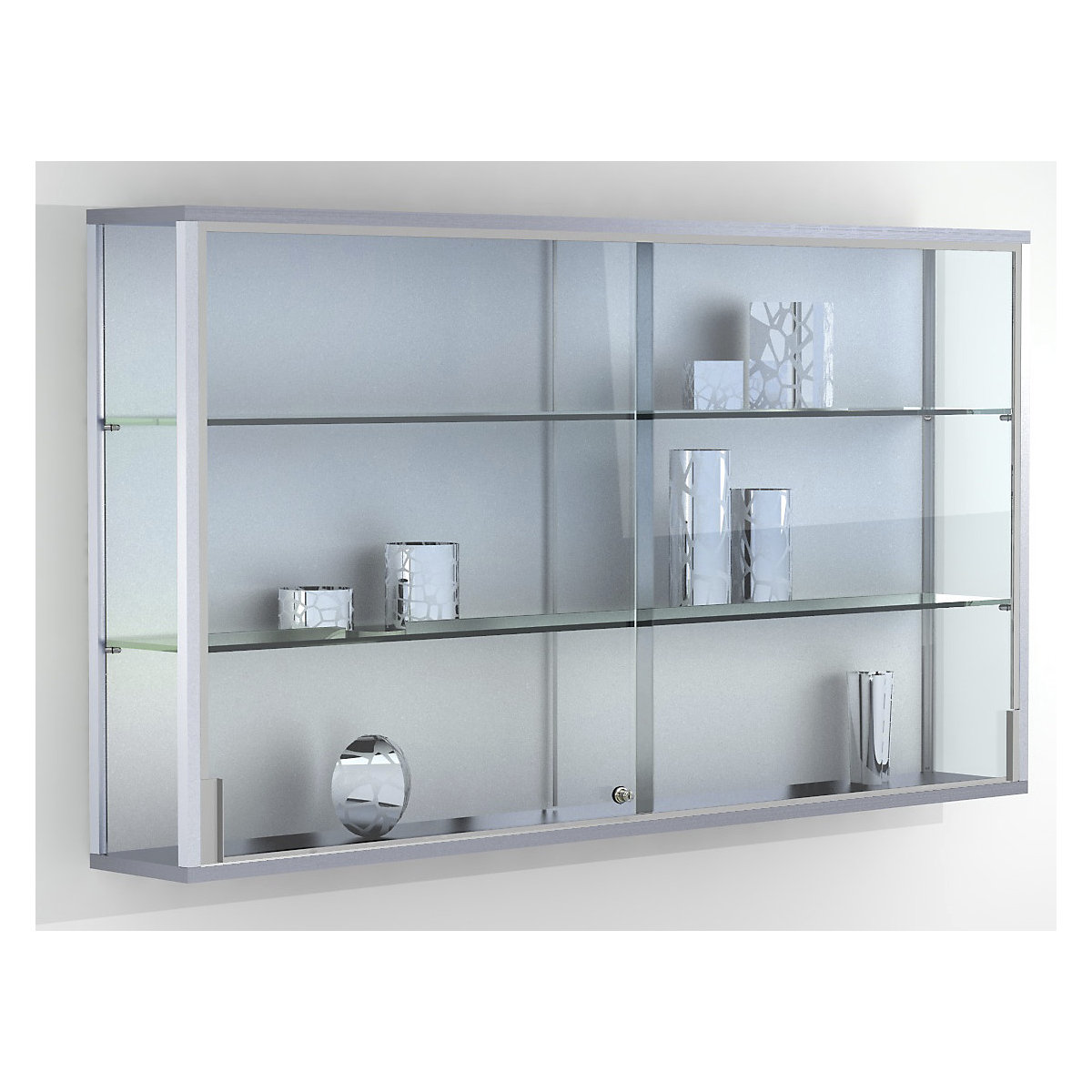 LINK Wandvitrine, 2 Böden, Schiebetüren, HxBxT 800 x 1500 x 200 mm-1