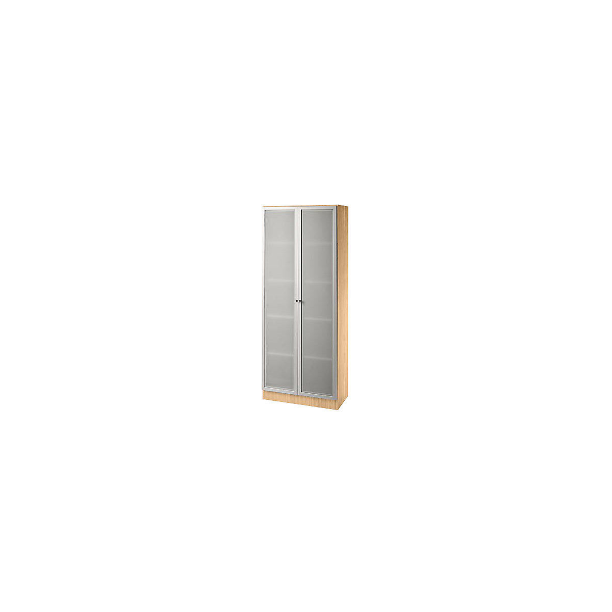 FINO Glastürenschrank, 4 Fachböden, BxT 800 x 420 mm, Buche-Dekor