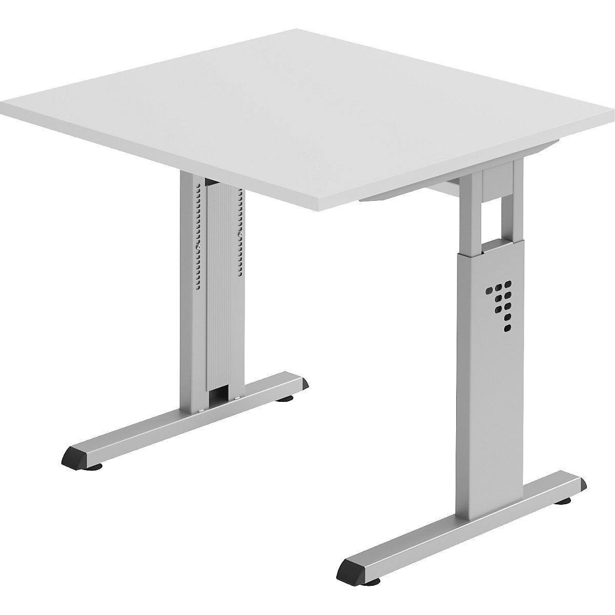 Schreibtisch mit C-Fußgestell FINO, höhenverstellbar 680 – 760 mm, BxT 800 x 800 mm, lichtgrau-7