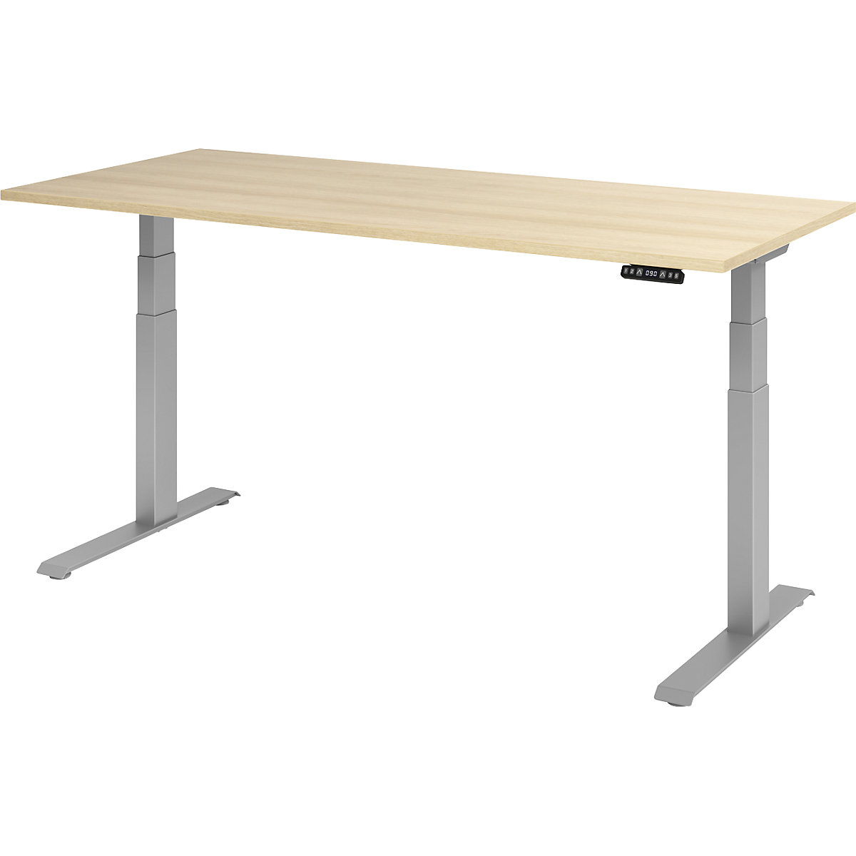 UPLINER-K Schreibtisch, elektrisch höhenverstellbar, 640 – 1290 mm, BxT 1800 x 800 mm, Platte Eiche-Dekor