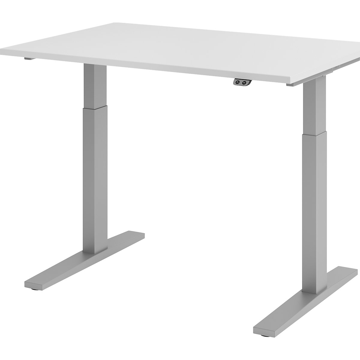 Schreibtisch, elektrisch höhenverstellbar UPLINER-K, mit Tastschalter, BxT 1200 x 800 mm, lichtgrau/alusilber-12