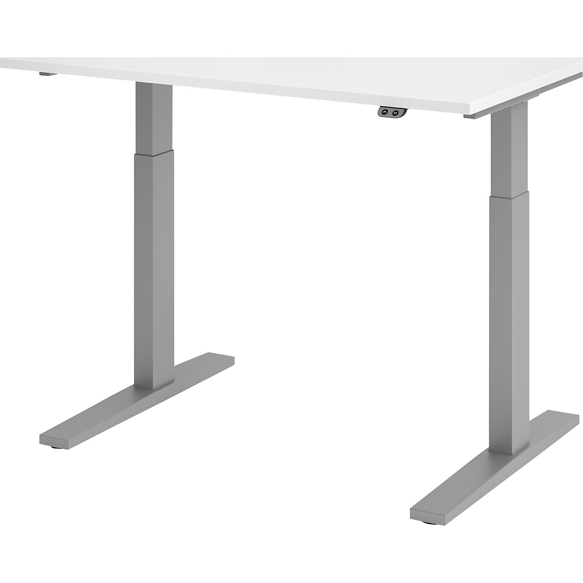 Schreibtisch, elektrisch höhenverstellbar UPLINER-K, mit Tastschalter, BxT 1200 x 800 mm, weiß/alusilber-18