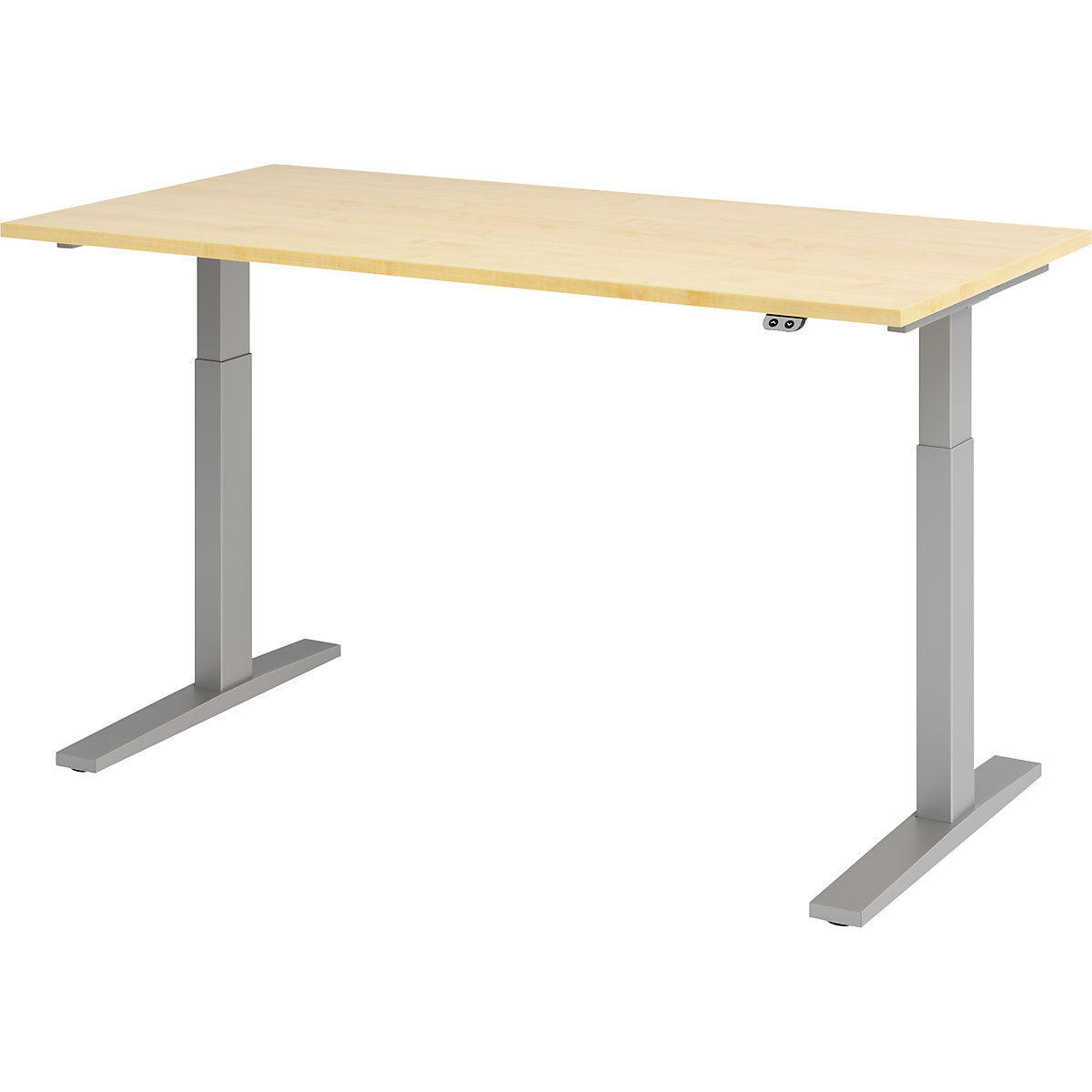 Schreibtisch, elektrisch höhenverstellbar UPLINER-K, mit Tastschalter, BxT 1600 x 800 mm, Ahorn/alusilber-8