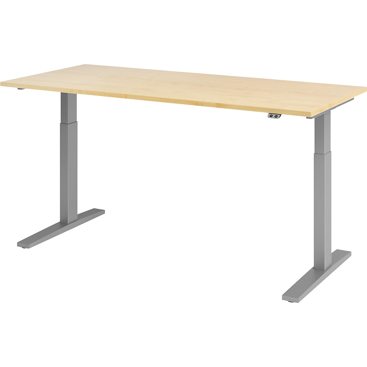 Schreibtisch, elektrisch höhenverstellbar UPLINER-K, mit Tastschalter, BxT 1800 x 800 mm, Ahorn/alusilber-11
