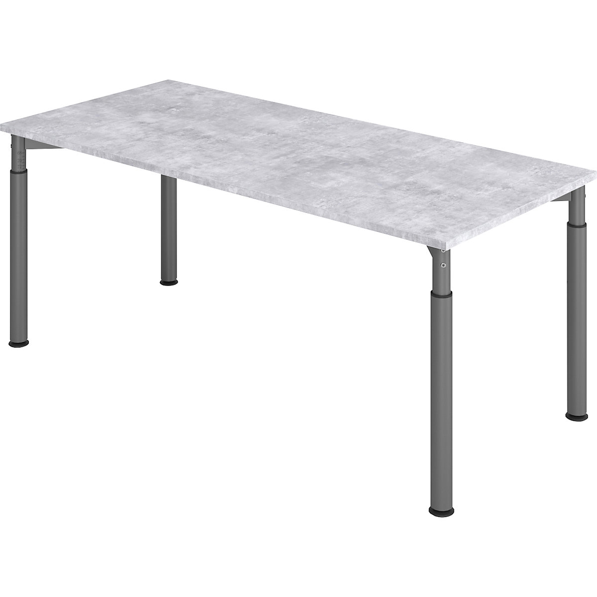VERA-ZWO Schreibtisch mit 4-Fuß-Gestell, höhenverstellbar, BxT 1800 x 800 mm, Platte Beton-Optik, Gestell graphit