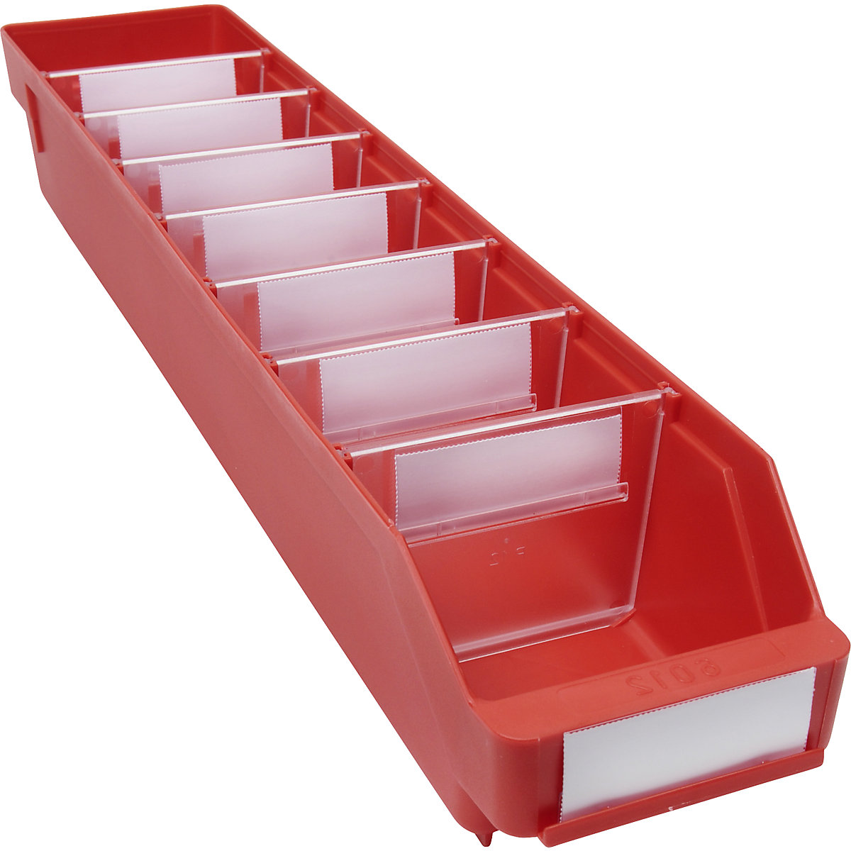 Bac de stockage en polypropylène résistant aux chocs – STEMO, coloris rouge, L x l x h 600 x 118 x 95 mm, lot de 30-7